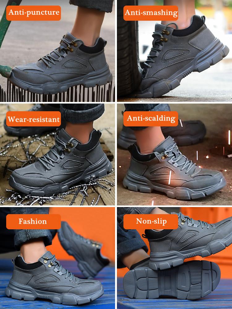 Lightweight Men's Work Safety Shoes Indestructible Steel Toe Shoes Women Work Sneakers Anti-Smashing Protective Safety Boots