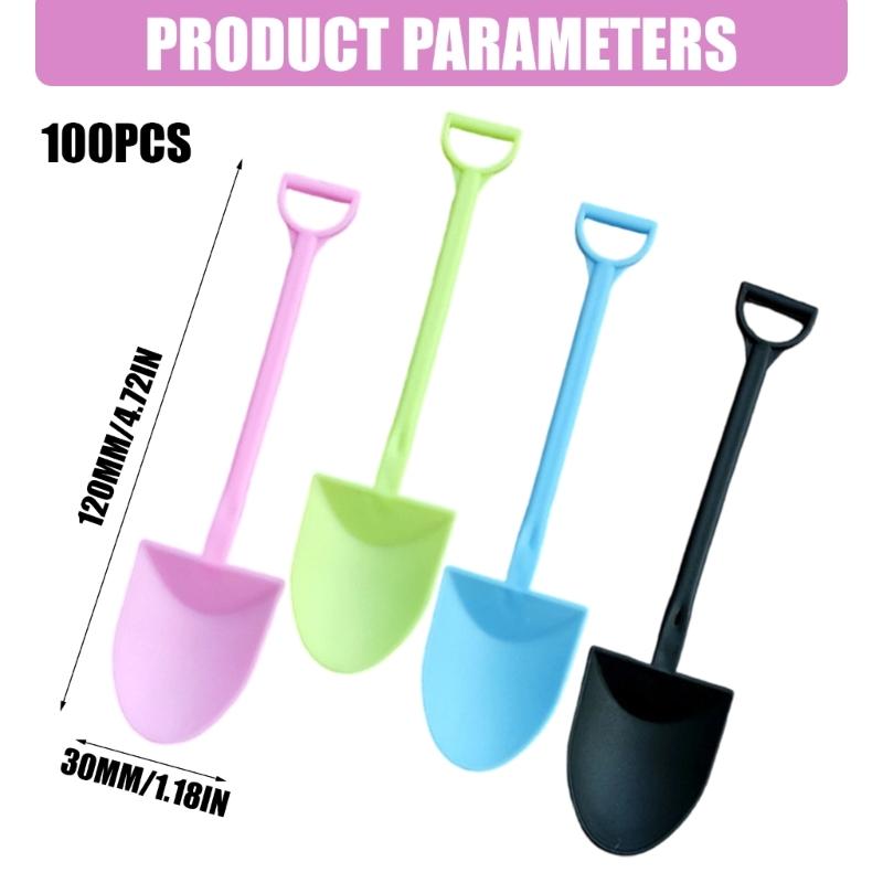 Party Dessert Set 100 Count Sleeved, Disposable Plastic Mini Shovel Set for Cake Tasting, Family Treat Tables and Office Sharing Use