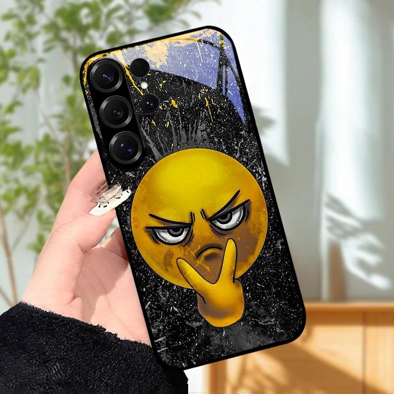 For Samsung S23 S24 Ultra Fashion Case S24 Plus / S23+ S24+ Hard PC Tempered Glass Phone Cover For Galaxy S23 FE Glass Protector