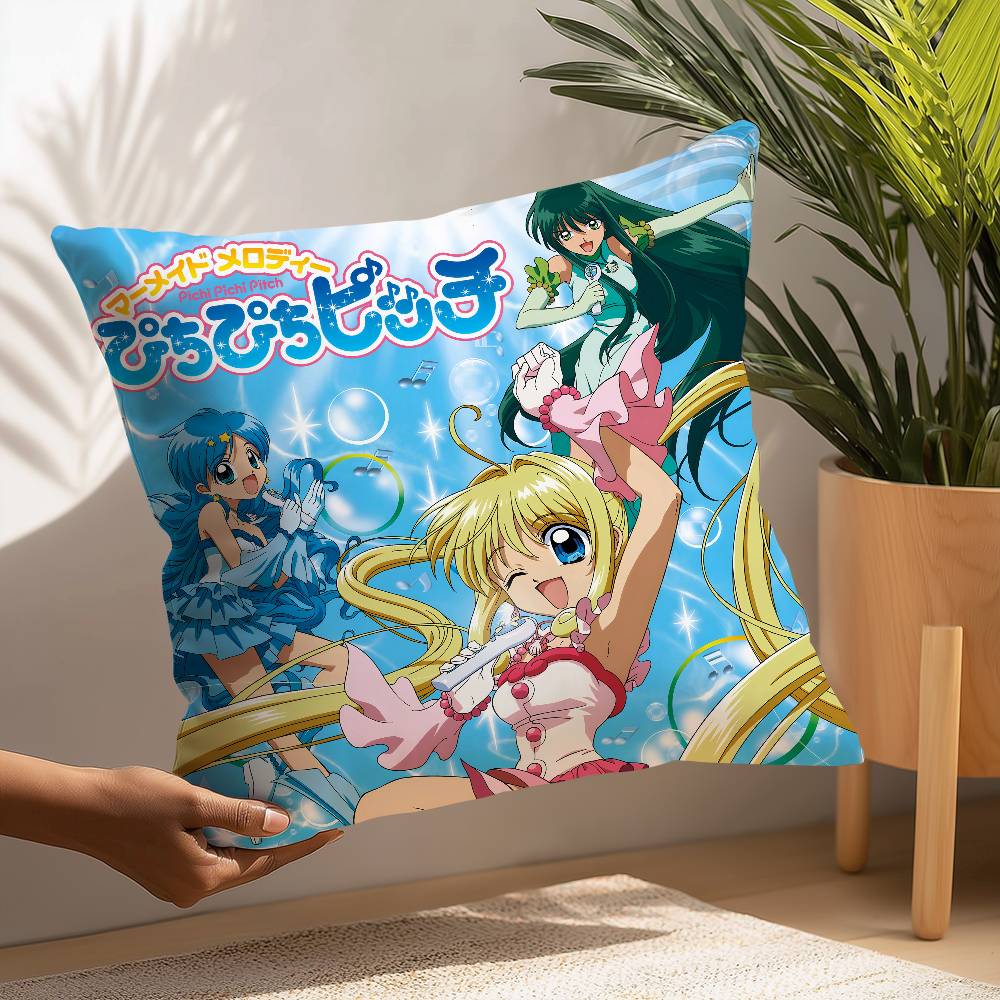 Mermaid Melody Pichi Pichi Pitch Наволочка Плюшевая Ткань Мягкая Наволочка Двусторонняя Печать Чехол для Подушки Бытовые Подарки 12x12Inch