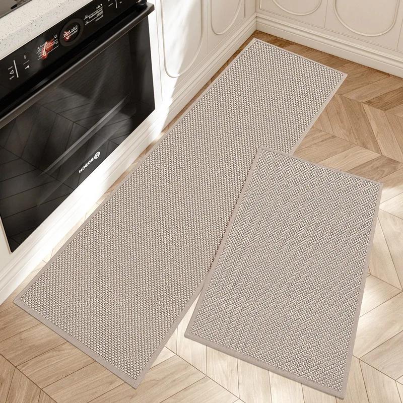 Polyester Kitchen Mat, Anti-fouling and Oil-proof Kitchen Rug, Water-absorbent, Breathable, Thickened and Non-slip Floor Mats