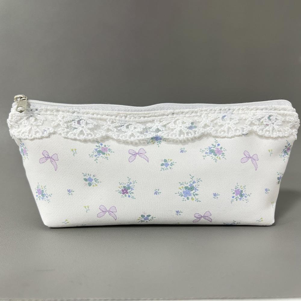 New Lace Floral Design Pen Bag Large Capacity Multifunctional Pencil Case Stationery Bag Gift