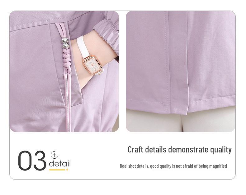 Spring 2026 Fashion Trench Coat for Middle-Aged and Elderly Women - Elegant Short Jacket for Mother's Day