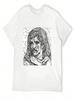 BRUNO Ink Portrait T-Shirt Aesthetic Clothing Oversized Graphic Tee T-Shirts For Unisex Cotton