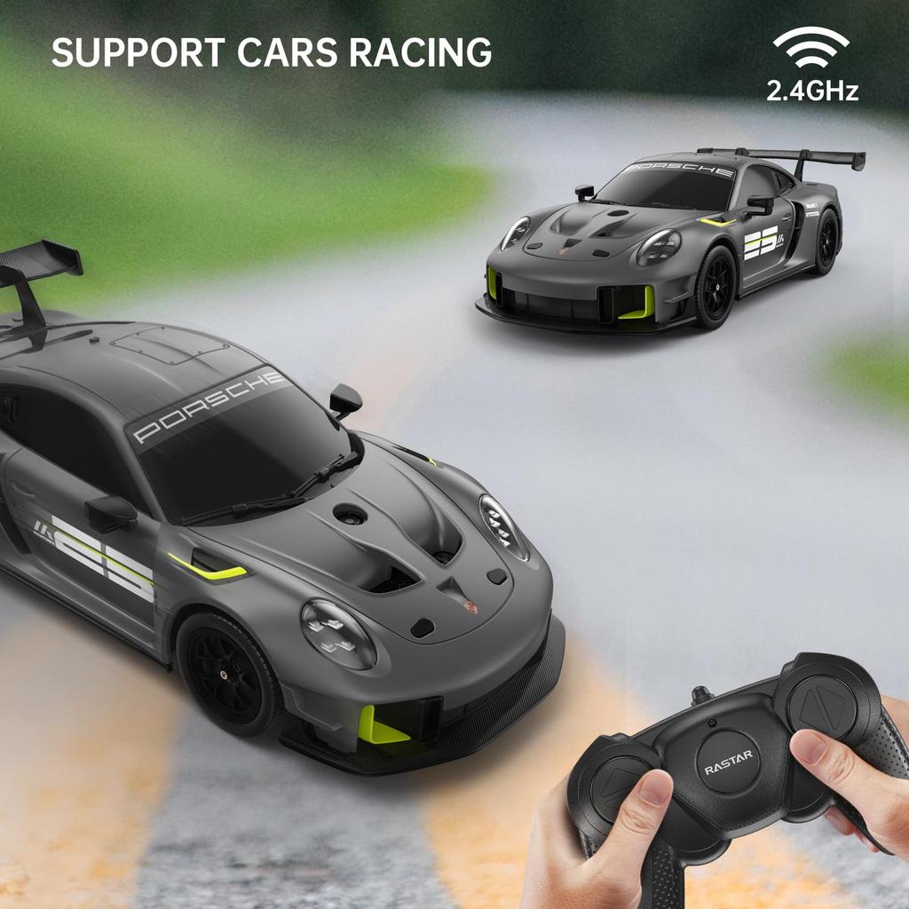 RASTAR Porsche 911 GT 2 RS Model Car, 1:24 Scale RC Porsche 911 GT 2-RS Clubsport 25 Remote Control Car for Kids and Adults, RC Sports Supercar Gray