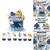 Space Theme Birthday Cake Topper With Rocket Flags For Party Decor