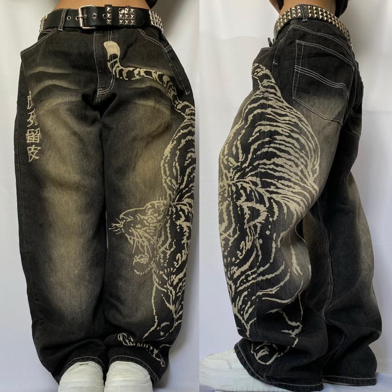 STREETRICH Fashion New Oversized Pattern Printing Baggy Jeans Men Y2K Street Vintage Rock Casual Straight High Waist Wide Leg Trousers