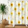 Yellow Sunflower Shower Curtain Spring Floral Bathroom Decor Hanging Curtains Fresh Floral Plant Patterns Waterproof Curtain