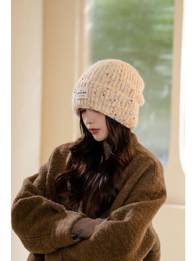 Color Wool Hat Autumn and Winter Warm Ear Protection Windproof Hat Knitted Hat Fit for Outdoor, Casual & Formal Events