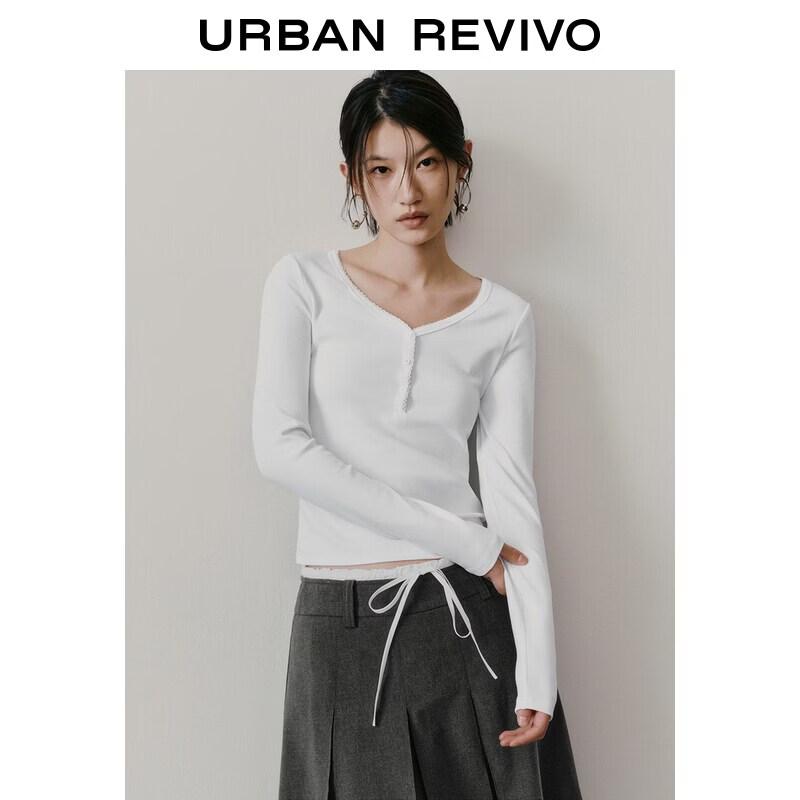 UR2026 Spring New Women's Textured V-Neck T-Shirt