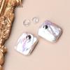 100% Natural FreshWater Baroque 15-21mm Aurora White Square Pearl Stud Earrings S925 Sterling Silver Anti Allergy Jewelry Gift