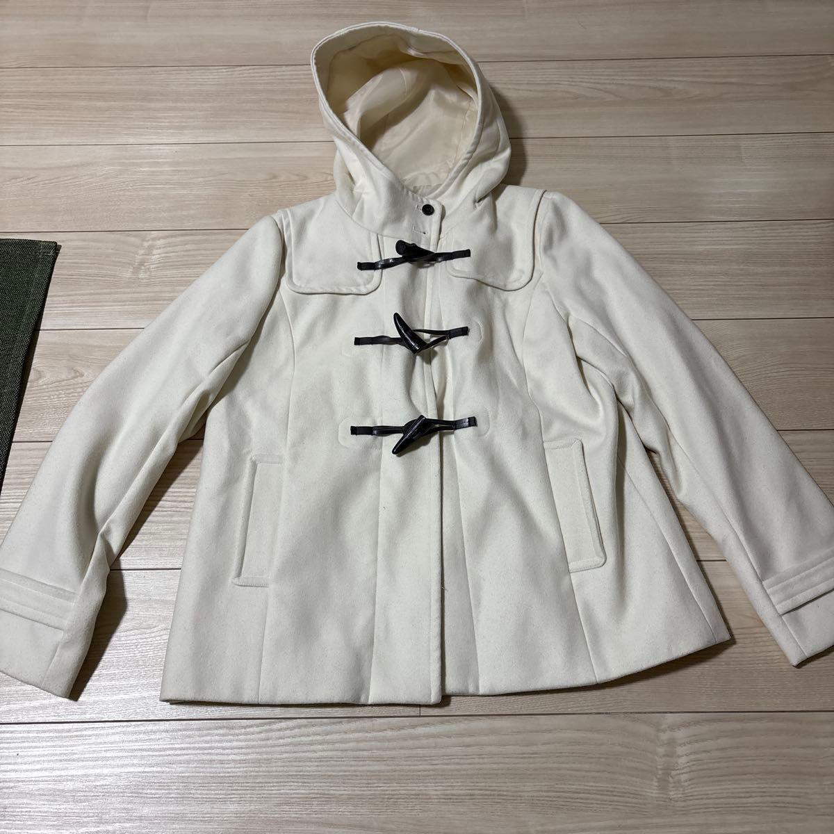 earth music &ecology short duffel coat with hood white ivory