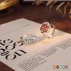 S925 Sterling Silver Leaf Ring For Women European Fashion Natural Peridot Crystal Jewelry High Sense Minimalist Finger Ornament