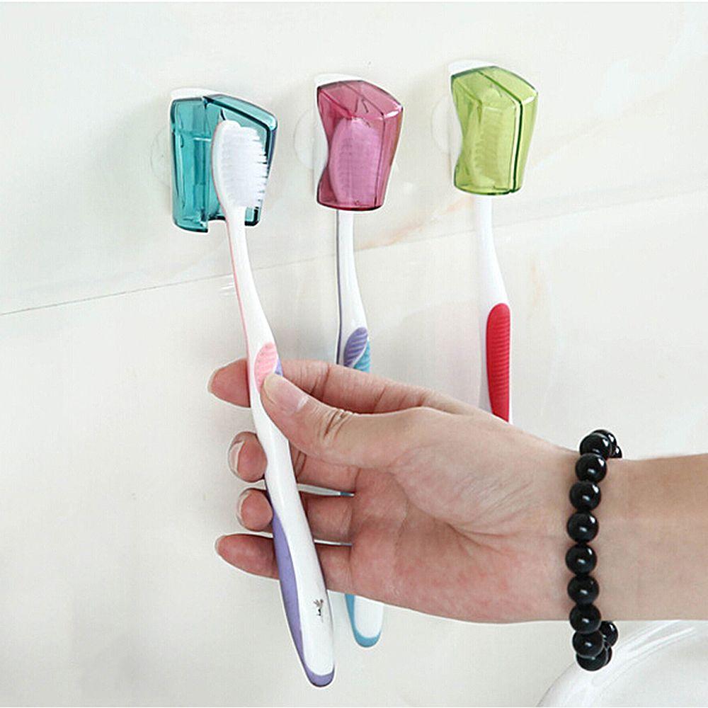 Wall Mount Dustproof Stand Home Storage Rack Toothbrush Holder Toothbrush Cover Bathroom Supplies