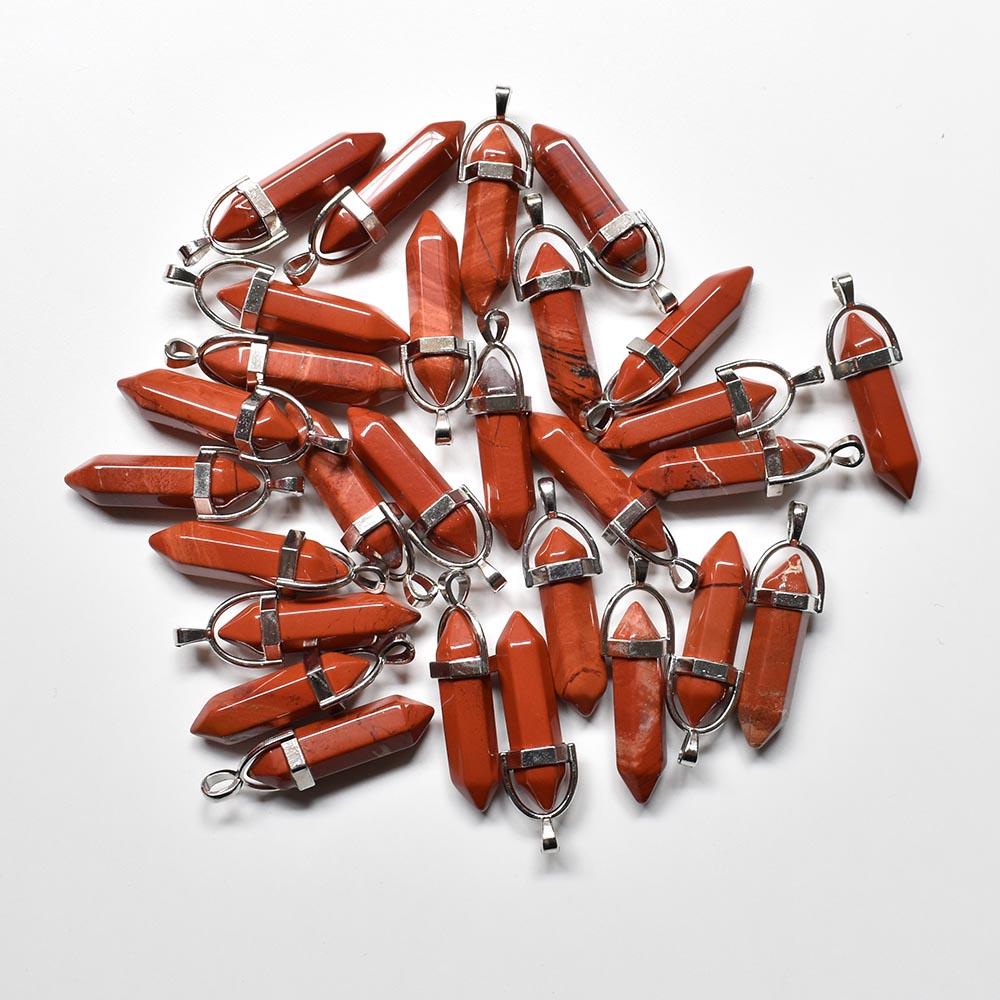 24pcs/lot Fashion quality assorted natural stone mixed pillar charms chakra Pendants & necklaces for making free
