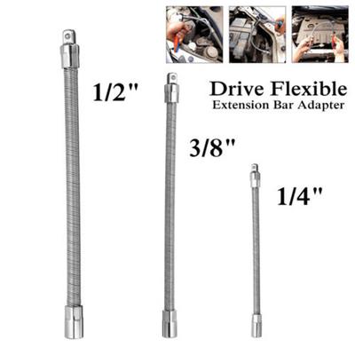 3pc Flexible Socket Extension Bar Ratchet Wrench Tool Set  1/4'' 3/8'' 1/2''