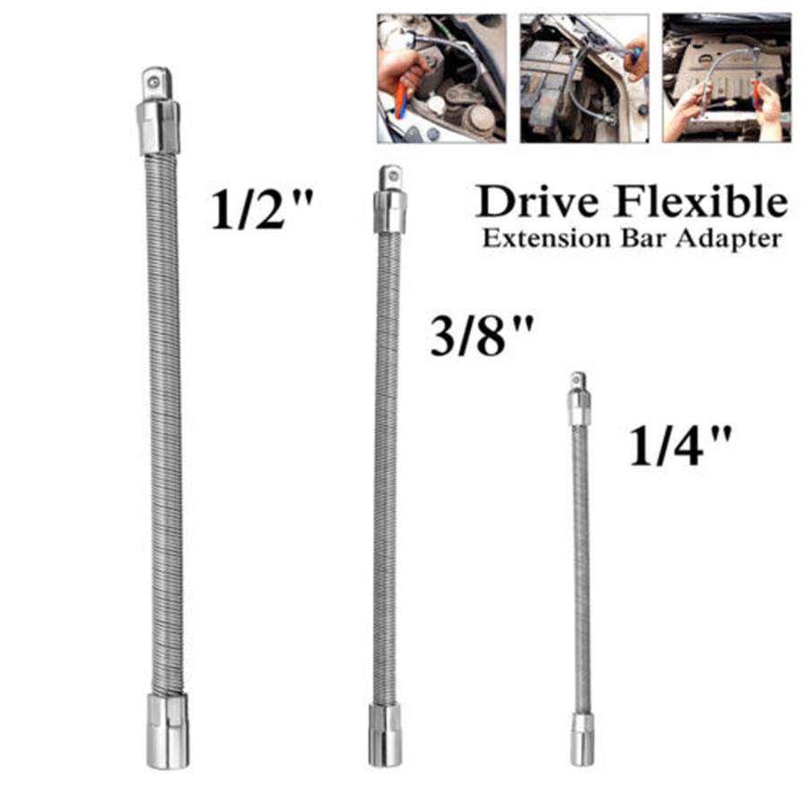 

3pc Flexible Socket Extension Bar Ratchet Wrench Tool Set 1/4 3/8 1/2