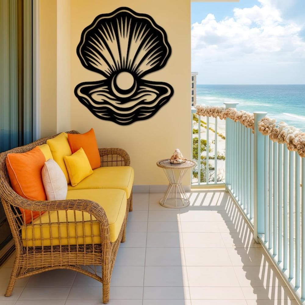 Metal Seashell Wall Art Pearl Oyster Beach House Decor Coastal Ocean Metal Wall Art Sign Sea Lover Gift