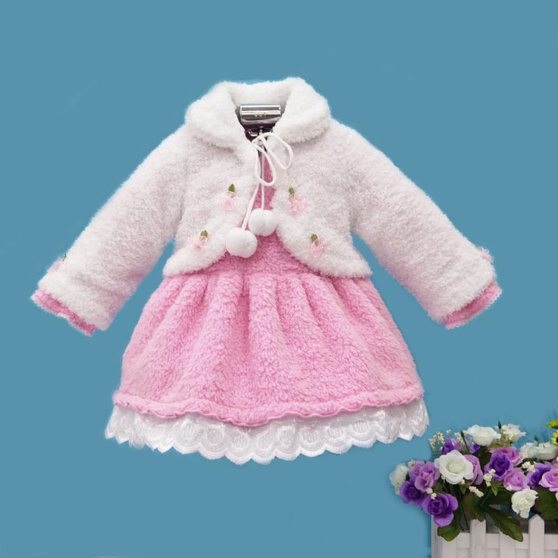 

Костюм из кораллового флиса с длинным рукавом для девочек, рождественский, осенне-зимний, комплект из двух частей из кораллового флиса, трикотаж внутри и снаружи 80 розовый