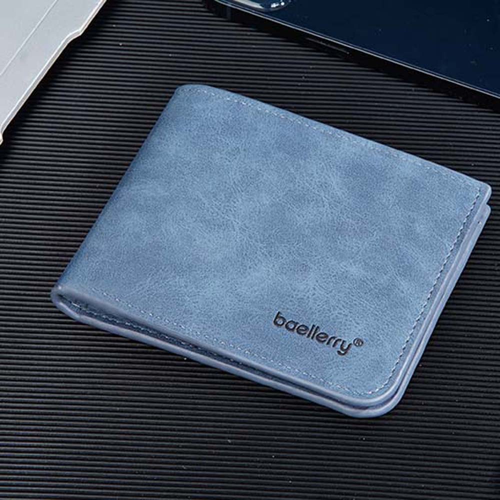 PU Leather 2 Fold Wallets Multifunction Small Pocket Purse Men's Short Wallet  Outdoor Travel