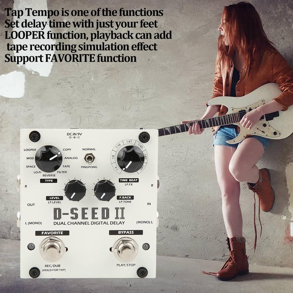 Hilitand Multi Pedal Effect 2 kanálový digitální Delay Stereo Looper pro elektrickou kytaru 8 režimů