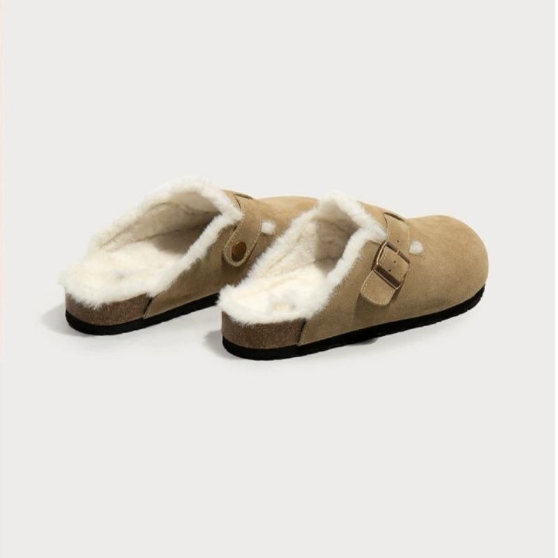 

Women s new fluffy slippers autumn and winter thick-soled one-pedal velvet Boken baotou half-drag cotton mop 40 абрикосовый