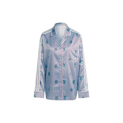 Originals Women's Satin Christmas Long Sleeve Shirt Blue HY4571