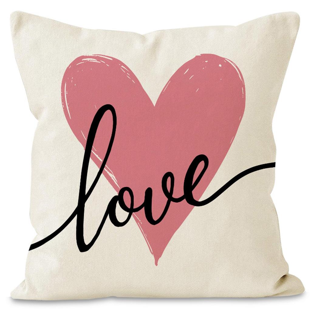 Valentine's Day Couple Love Sofa Pillow Cover Home Decoration Pillow Cover Linen Printed Cushion Cover