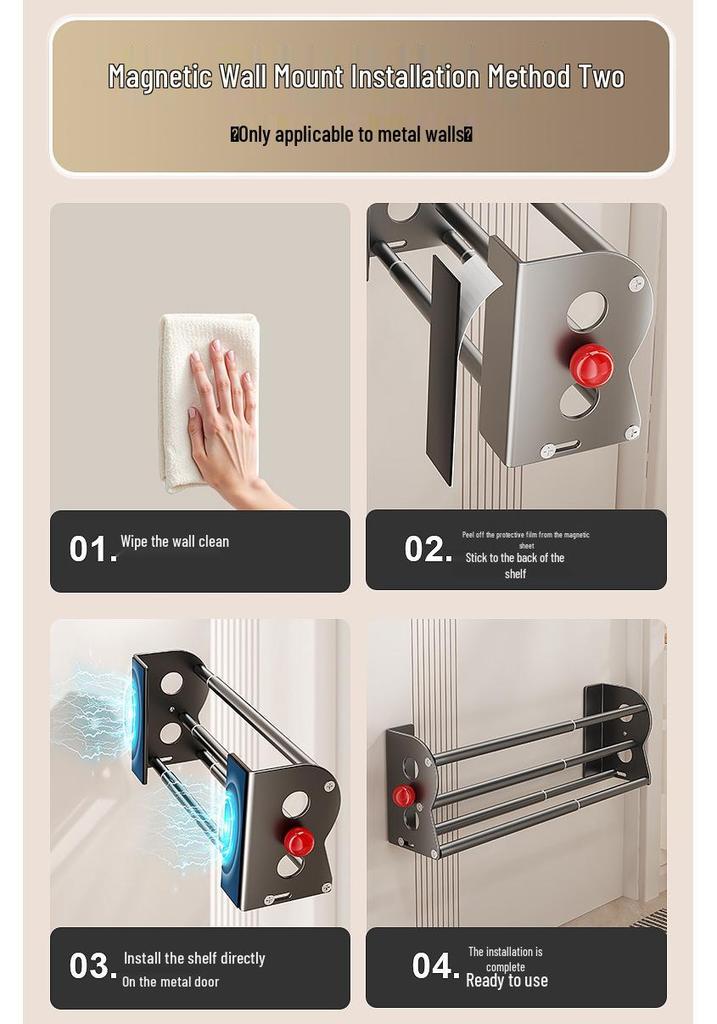 Magnetic Wall-Mounted Telescopic Shoe Organizer - Punch-Free, Double-Layer Storage Rack for Entryway