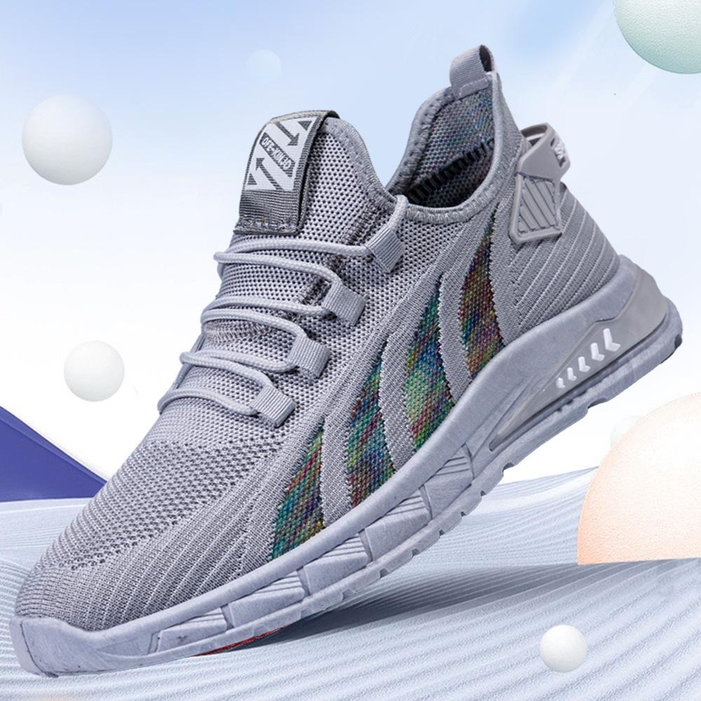 

39-48 Большой размер Мужская обувь Новая 2025 Весна и лето Летающая тканая Дышащая Кокосовая обувь Модные Кроссовки на шнуровке Мужские 48 серый