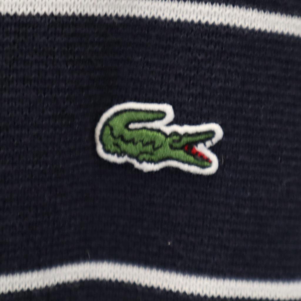 Lacoste Border Pattern Long Sleeve Sweater S Navy Knit Men's Used