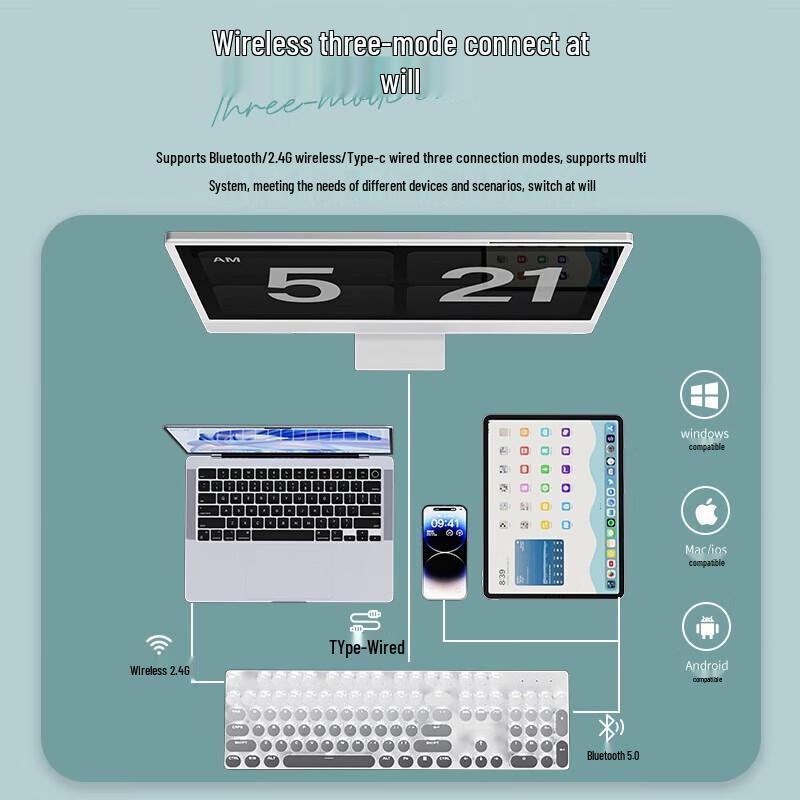 EWEADN V30 Wired Punk Retro Mechanical Keyboard