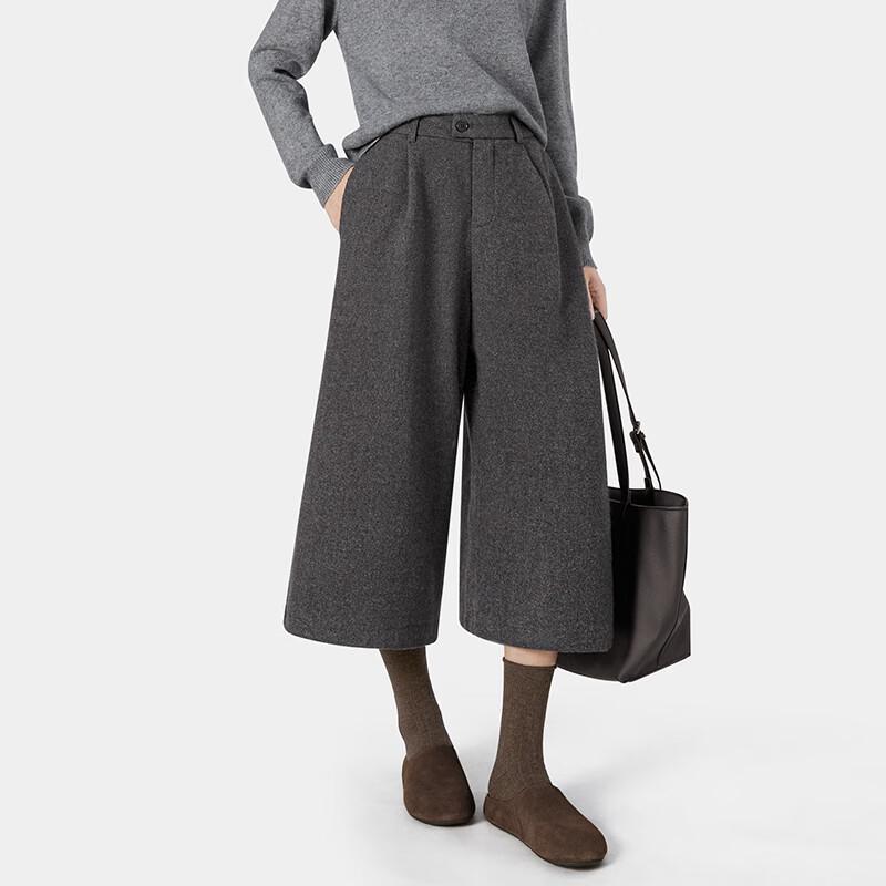 Women's Loose Fit Wool Blend Wide-Leg Pants