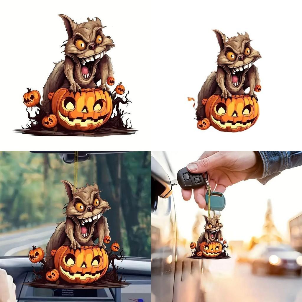Pumpkin Halloween Monster Acrylic Car Decor Mirror Hang Interior Style Halloween