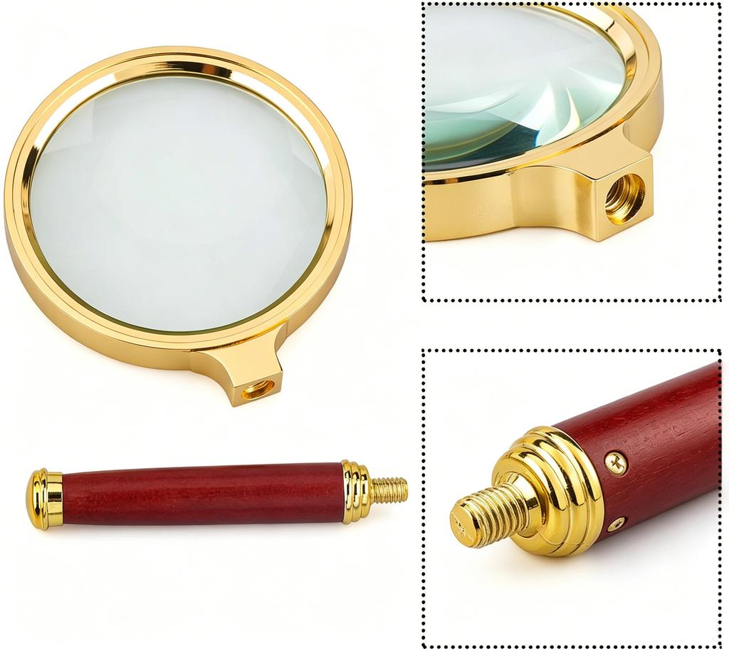 60mm 80mm 100mm Lens Handheld Magnifying Glass 10X High-Definition Retro Magnifier Eye Loupe Magnifying Glasses