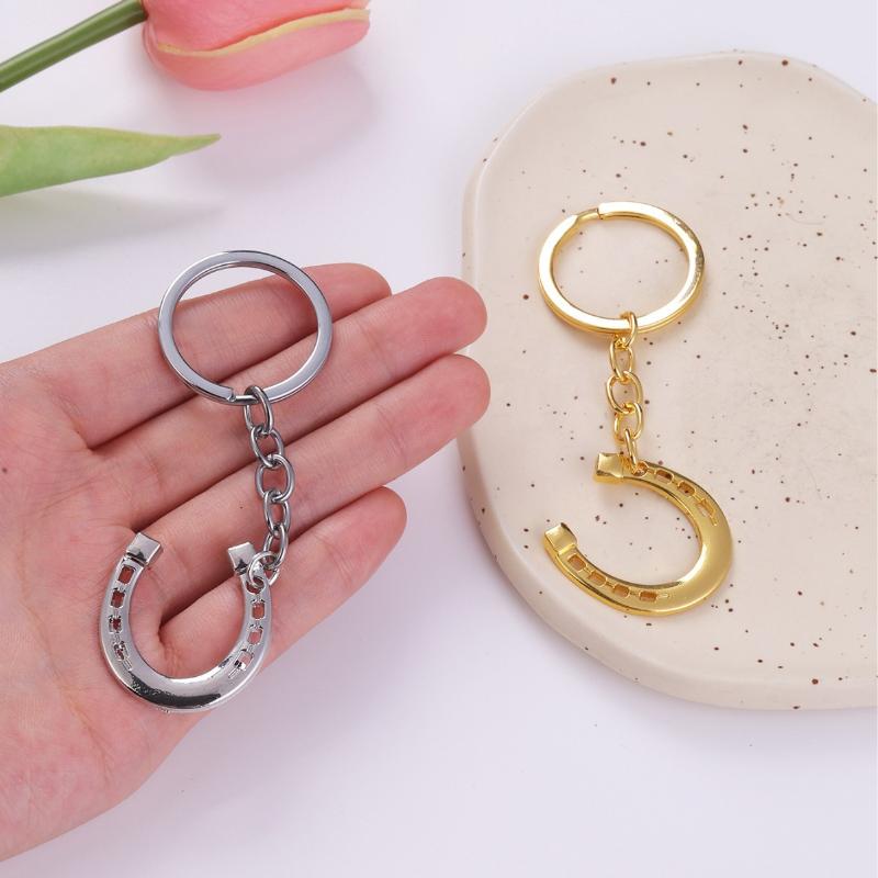 1 ks Kreativní malý dárek Ornament kopyta koně Přívěsek Módní a minimalistický Talisman Podkova Zlatá klíčenka