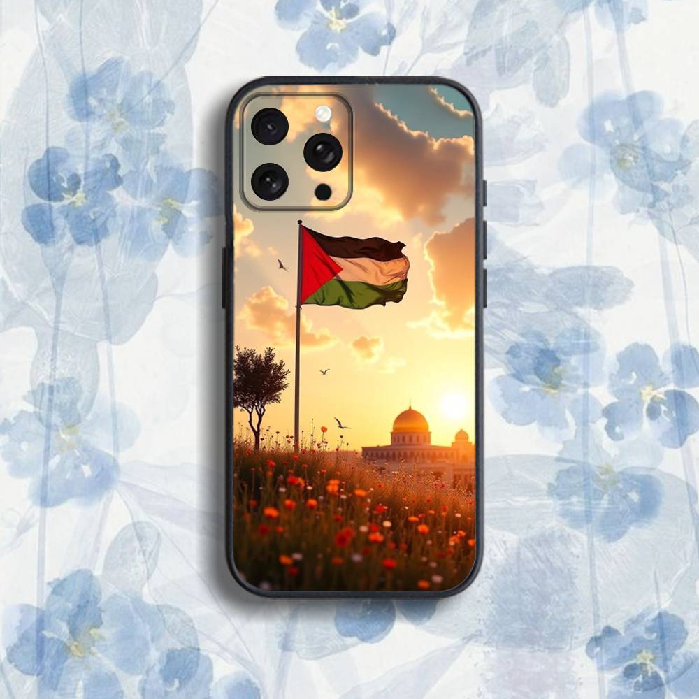 P-Palestine-s F-Flag M-MAP Phone Case For iPhone 17,16,15,14,13,12,Pro,Max,Plus,E,SE4,Air,Mini Black Soft Box