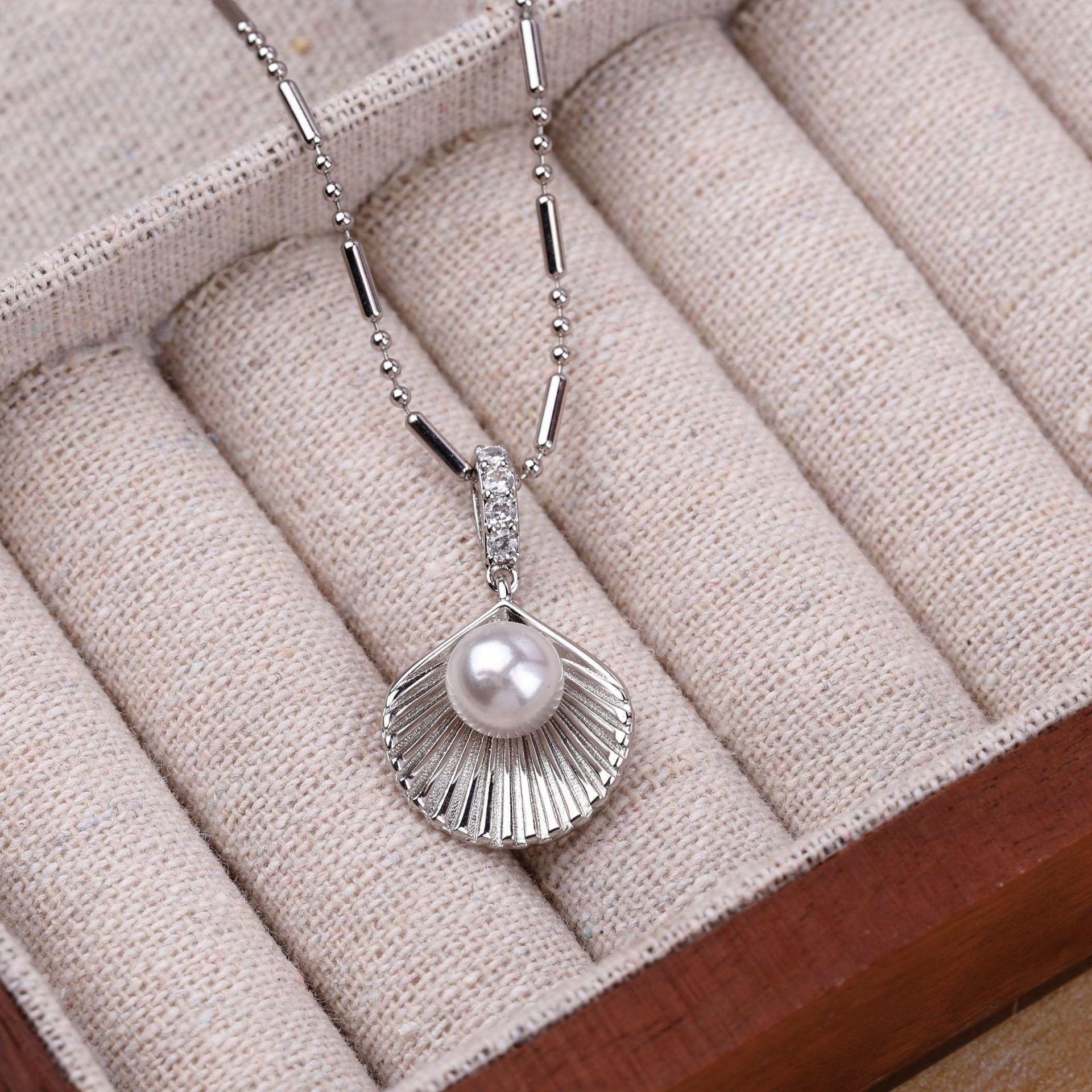 Новое жемчужное ожерелье из ракушки, жемчужное серебряное ожерелье, нишевое ожерелье, подарок