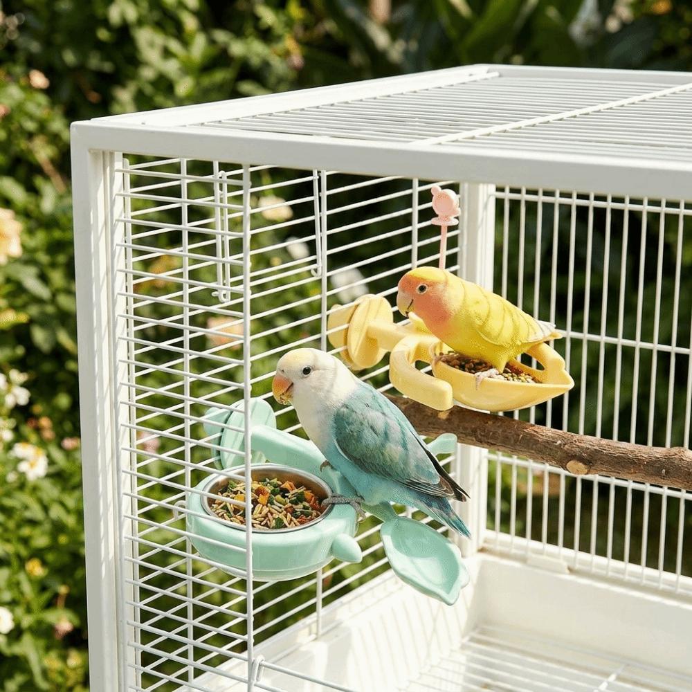 Anti-Splash Parrot Perch Feeder Detachable Bird Feeding Dish Bird Food Stand Bird Training