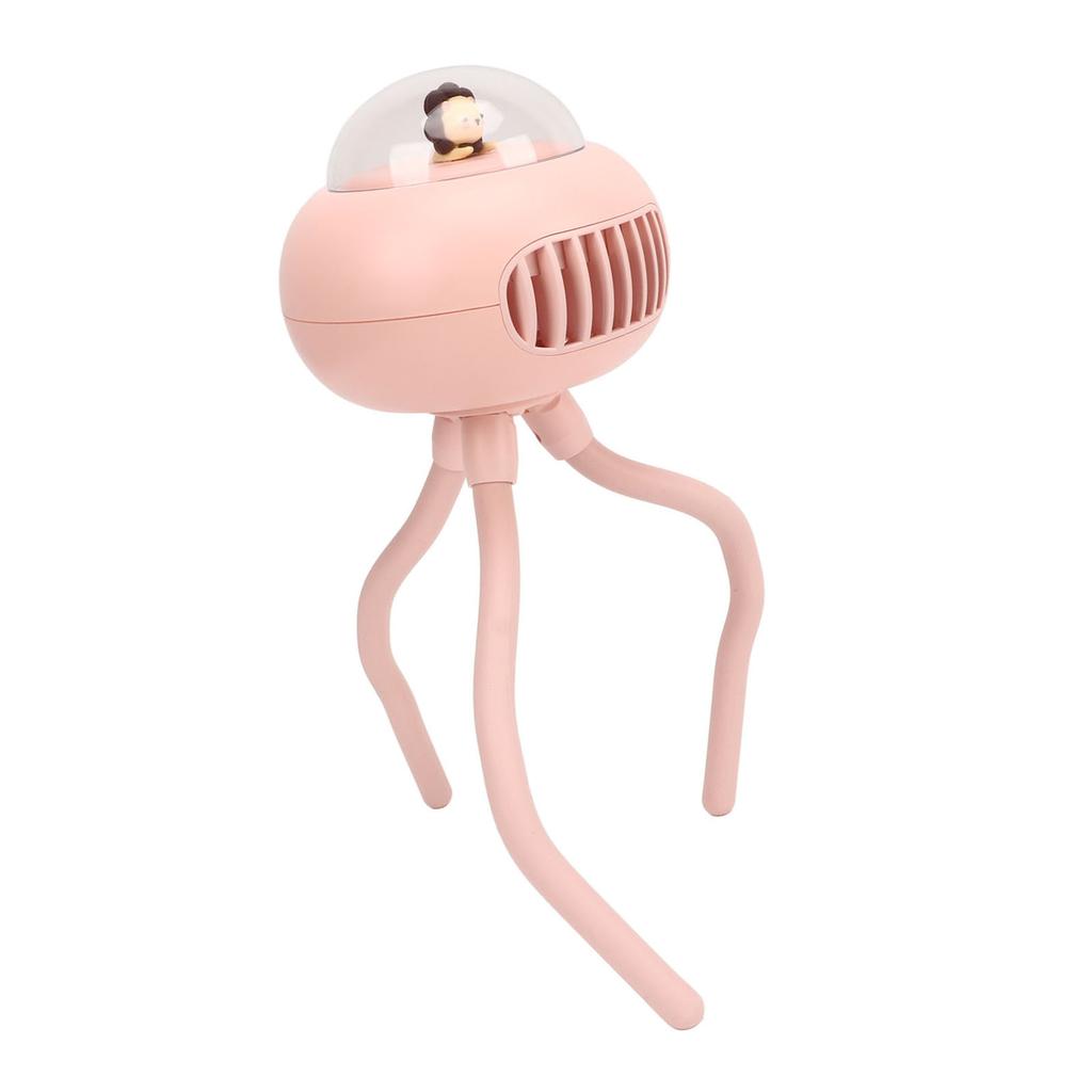 Mini Ręczny Osobisty Przenośny Wentylator USB Mały Wentylator do Wózka Dziecięcego z Elastycznym Statywem Różowy Lew