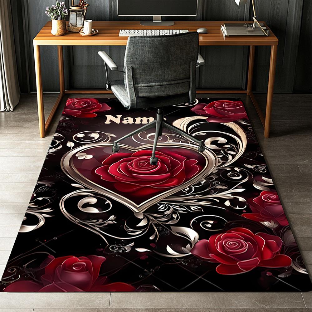 Custom Name Love Printed Carpet,Rug for Office Chair Living Room Bedroom Kitchen Room Decor Gifts.