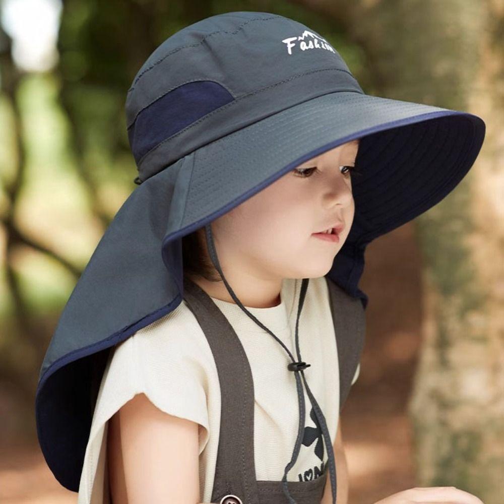 Shawl Baby Fisherman Hat Sun Protection Children Beach Cap Breathable Kids Sunscreen Hat  Girls