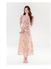 ML305 Women's French V-Neck Elegant Waist-Cinching Floral Dress - Slim Fit, Summer 2026 New Arrival
