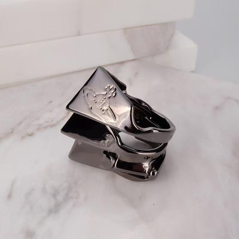 Willa Punk Style Adjustable Saturn Armor Ring - Multi-Layer, Movable, Four-Section Design.