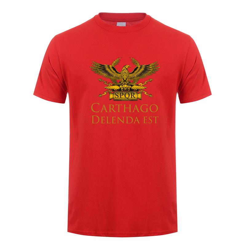 Carthago Delenda Est SPQR T Shirt Summer Men Cotton Short Sleeve Ancient Roman History Tshirts Man Tee Tops DY-016