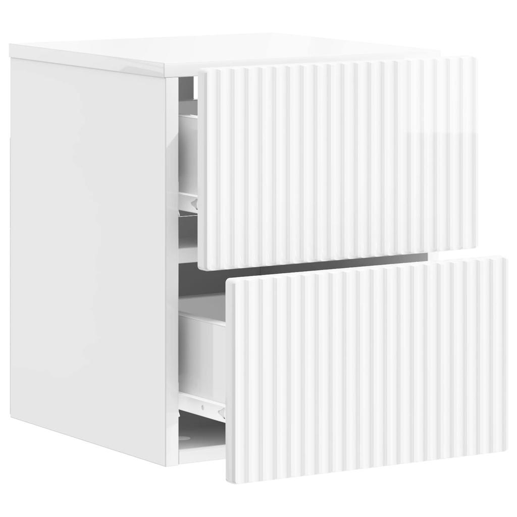 Wall Mounted Nightstand High Gloss White 33 x 34.5 x 40 cm