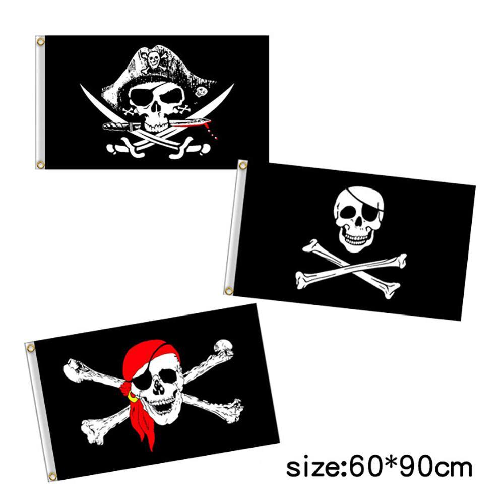 60x90cm Halloween Pirate Flag Skull Flag Polyester Banner Flags And Banners Home Decor Fade Resistant Jolly Roger Flag Decor