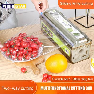 Distributore di pellicola di plastica Fissaggio di fogli di pellicola trasparente Taglierina per pellicola alimentare Plastica tagliente Distributore di taglierina Organizzatore Accessori per utensili da cucina
