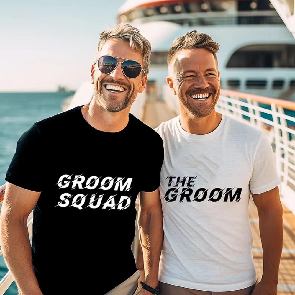 Groom Squad T Shirt Male Bachelor Stag Party T-shirt Best Man Tees Team Groom Wedding Clothes Tshirts Graphic Groomsman EVG Tops