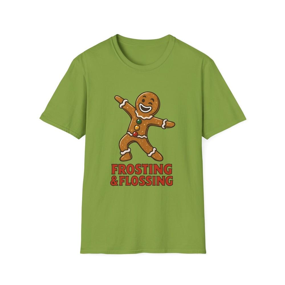 

Unisex Softstyle T-Shirt Gingerbread Disco Dance Funny Retro Holiday Christmas L
